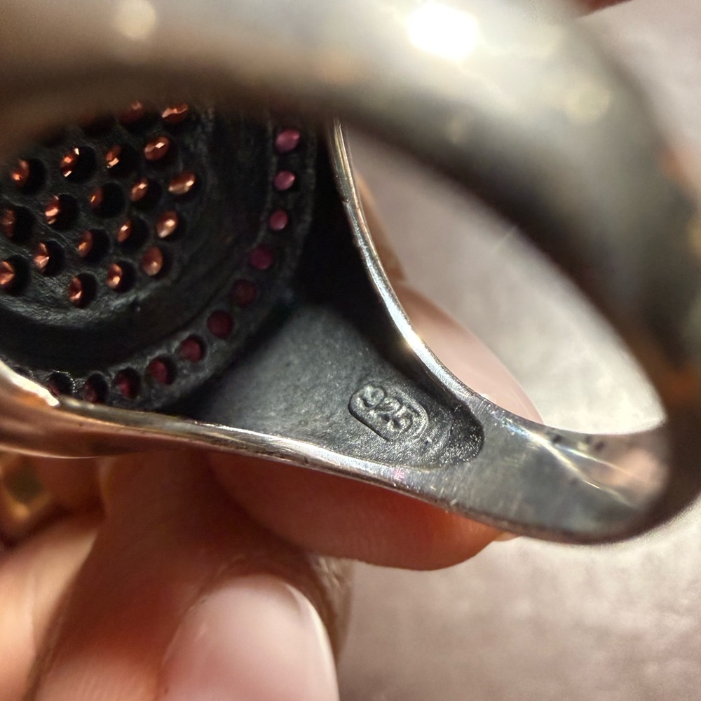 925 Silver Oval Gemstone Statement Ring - image 6